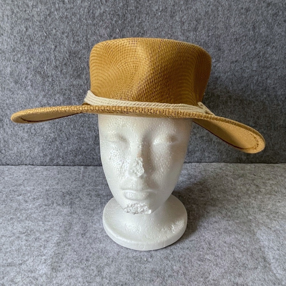 Anthropologie Honey Woven Straw Wide Brim Sun Hat Nautical Rope Accent NWT